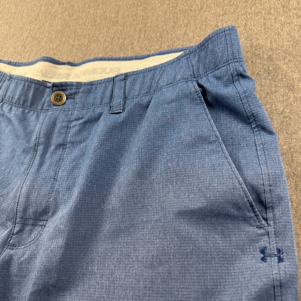 Under Armour Mens Blue Heathered Golf Shorts Size 38 Flat Front Performance - Picture 2 of 7